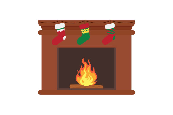 Christmas Fireplace Vector-3: A Festive Graphics Asset