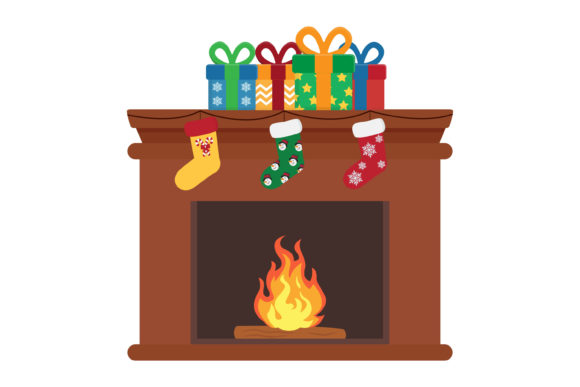 Christmas Fireplace Vector-7: A Festive Embroidery Delight