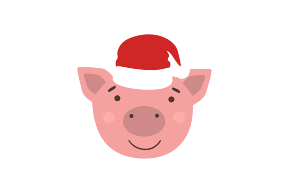 Christmas Hat and Animal Head Pigs: A Charming Embroidery Design