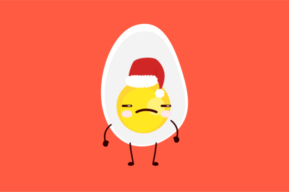 Christmas Hat Kawaii Egg Background: A Charming Graphics Asset