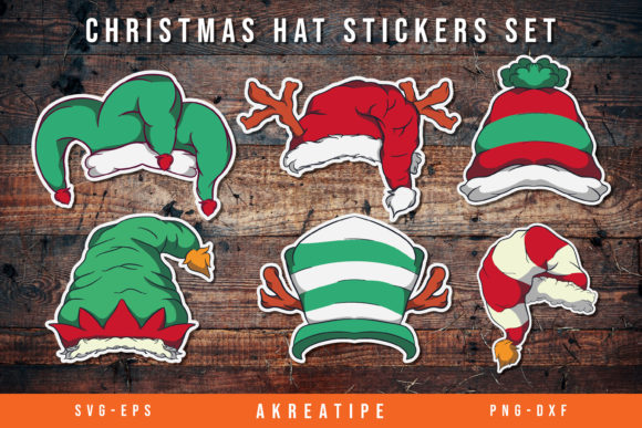 Christmas Hat Printable Stickers Bundle: A Festive Graphics Asset