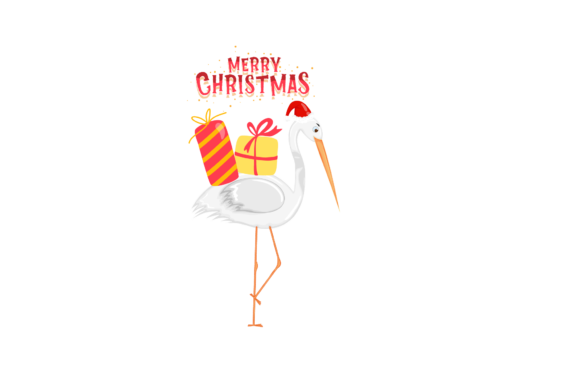 Christmas Illustration Stork: A Festive Graphics Asset