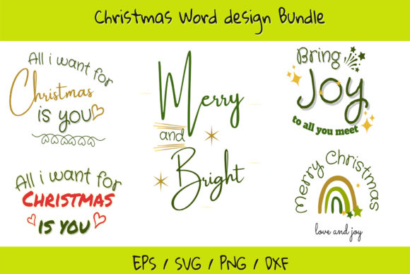 Christmas Word Design Bundle: Perfect for Festive Graphics
