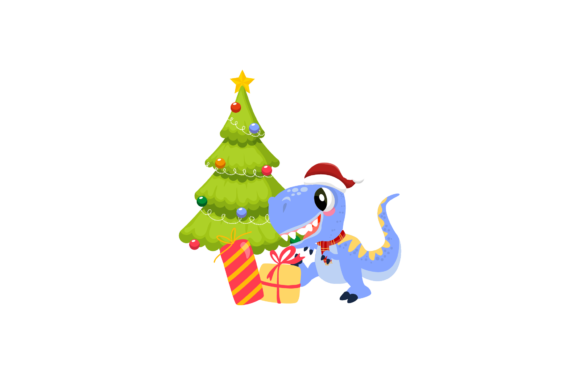 Flat Illustration Animal Dino Christmas: A Versatile Graphics Asset