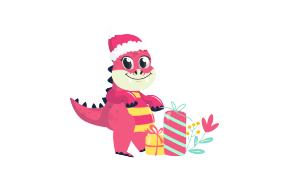 Review: Dino Christmas Illustration Pink Animal Graphics