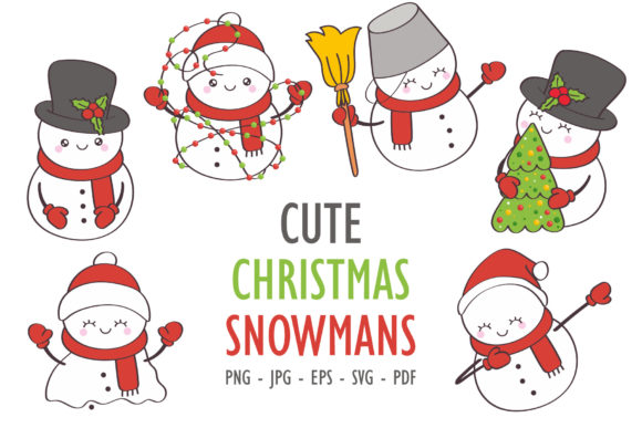 Set Christmas Snowman, Cute Snowman: Perfect for Festive Graphics